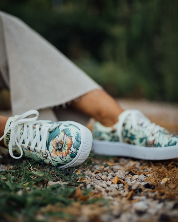 mumka-Calzado-mujer-Zapatillas Flores en Verde